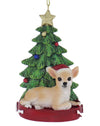 4.25" Resin Chihuahua w/Tree Ornament