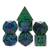Western Skull Patterned Dice Set (Purple & Green)