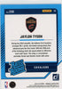 back of Jaylon Tyson 2024-25 Donruss Rated Rookie #206 Green Laser Cleveland Cavaliers