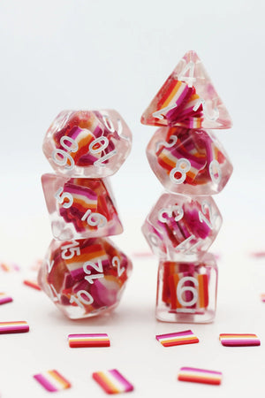 Lesbian Flag Dice Set - Sweets and Geeks