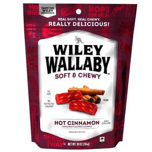 Wiley Wallaby Liquorice Stand Up Peg Bag - Cinnamon 7oz - Sweets and Geeks