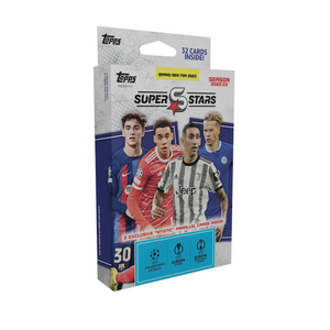 2022/23 Topps Superstars UEFA Champions League Soccer 4 Pack Hanger Box - Sweets and Geeks