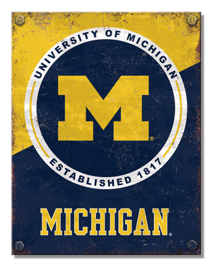 NCAA Michigan Two Tone Metal Sign - Sweets and Geeks