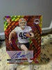Actual front of Carson Schwesinger 2025 Mosaic #371 Red Yellow Mosaic autograph