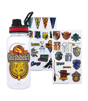 Harry Potter Jumbo Water Bottle & Sticker Set (Quidditch) - Sweets and Geeks