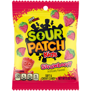 Sour Patch Kids Strawberry 5oz Peg Bag - Sweets and Geeks