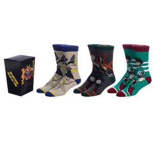 My Hero Academia 3 Pair Crew Socks Box Set - Sweets and Geeks