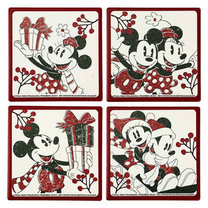 Disney Mickey & Minnie Holiday Ceramic Coasters Set of 4 - Sweets and Geeks