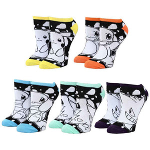 Pokemon Characters Youth 5 Pair Ankle Socks - Sweets and Geeks