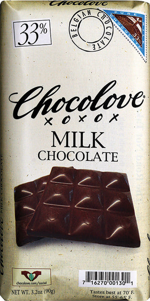 CHOCOLOVE BAR 33% MILK CHOCOLATE - Sweets and Geeks