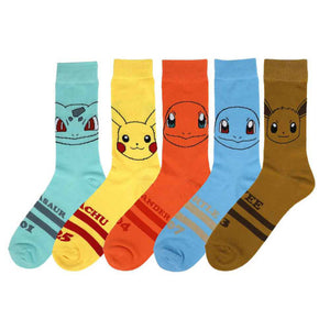 Pokemon Characters 5 Pair Crew Socks - Sweets and Geeks