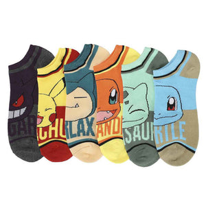 Pokemon Character Names 6 Pair Ankle Socks - Sweets and Geeks