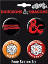 Dungeons & Dragons Button Set of 4 - Sweets and Geeks