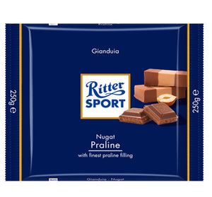 RITTER SPORT - MILK W/ NOUGAT PRALINE FILLING 3.5oz - Sweets and Geeks