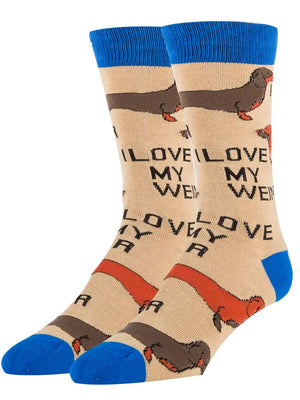 Love My Weiner Cotton Crew Funny Socks - Sweets and Geeks