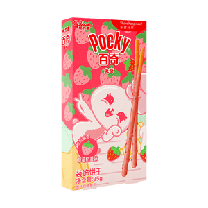 Japanese Strawberry Milk Pocky Cookie Sticks, 1.23oz - Sweets and Geeks
