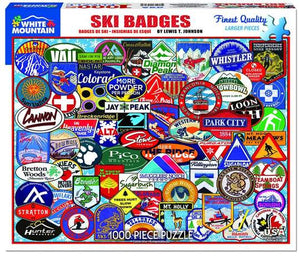 Ski Badges - 1000 Piece Jigsaw Puzzle - Sweets and Geeks