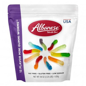 12 Flavor Mini Gummi Worms® 36oz Family Share Bags - Sweets and Geeks