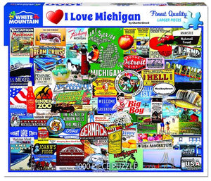 I Love Michigan 1000 Piece Jigsaw Puzzle - Sweets and Geeks