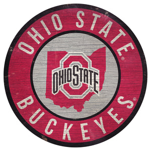 Ohio State Buckeyes 12" Circle with State Sign - Sweets and Geeks
