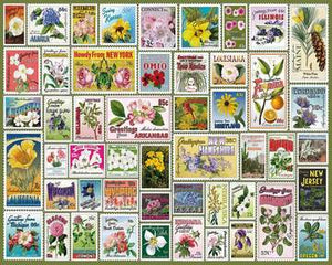 State Flower Stamps (1331pz) - 1000 Piece Jigsaw Puzzle - Sweets and Geeks