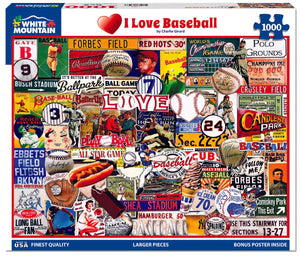 I Love Baseball (1748pz) - 1000 Piece Jigsaw Puzzle - Sweets and Geeks