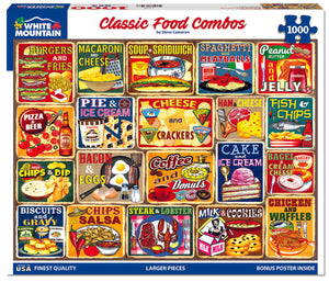 Classic Food Combos (1754pz) - 1000 Piece Jigsaw Puzzle - Sweets and Geeks