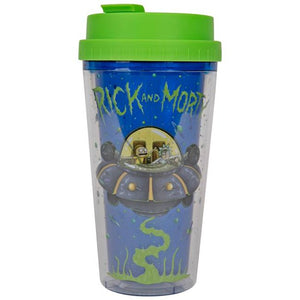 Rick and Morty Spaceship Googus 16oz Double Wall Plastic Travel Mug - Sweets and Geeks