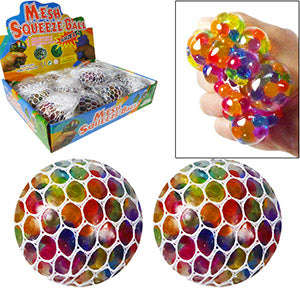 2.5" Rainbow Mesh Squeeze Stress Balls - Sweets and Geeks
