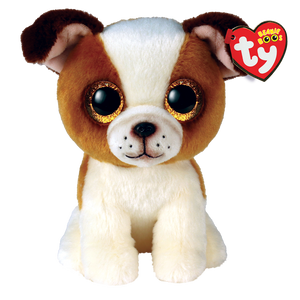 Ty Beanie Boo - Hugo - Brown and White Dog - Sweets and Geeks