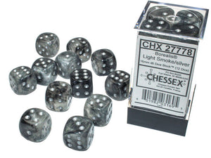 Borealis 16mm d6 Light Smoke/silver Luminary Dice - Sweets and Geeks