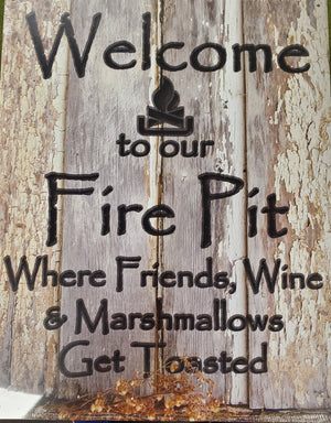 Welcome to our Fire Pit Metal Sign - Sweets and Geeks
