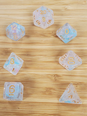 Purple and Blue Swirl Dice Set - Sweets and Geeks