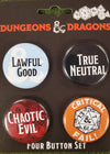 Dungeons & Dragons Button Set of 4 - Sweets and Geeks