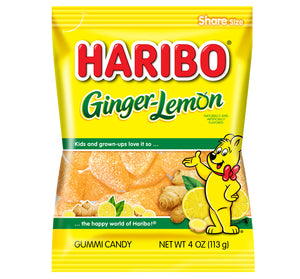 HARIBO GINGER-LEMON GUMMI CANDY PEG BAG - Sweets and Geeks