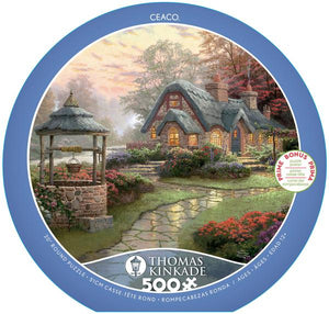 THOMAS KINKADE ROUND - MAKE A WISH COTTAGE - 550 PIECE PUZZLE - Sweets and Geeks