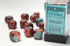 Gemini 16mm d6 Red-Teal/gold Dice Block (12 dice) - Sweets and Geeks