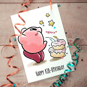 Happy KIR-BYrthday Kirby Greeting Card - Sweets and Geeks