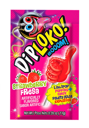 Dip Loko Lollipop with Popping Candy - Strawberry - Sweets and Geeks