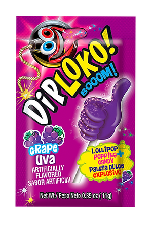 Dip Loko Lollipop with Popping Candy - Grape - Sweets and Geeks