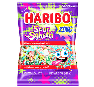 HARIBO ZING SOUR SGHETTI PEG BAG - Sweets and Geeks