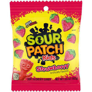 Sour Patch Kids Strawberry Peg Bag 3.6oz - Sweets and Geeks