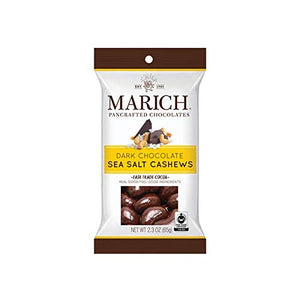 Marich Dark Chocolate Pouches- Sea Salt Cashews 2.3oz Pouch - Sweets and Geeks
