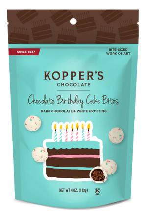 Koppers Chocolate Birthday Cake Bites 4oz Bags - Sweets and Geeks