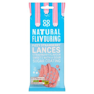 Co Op Fizzy Strawberry Lances 65g - Sweets and Geeks
