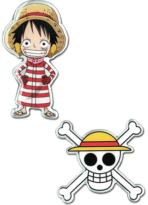 One Piece - Monkey D. Luffy & Straw Hat Skull Metal Pins - Sweets and Geeks