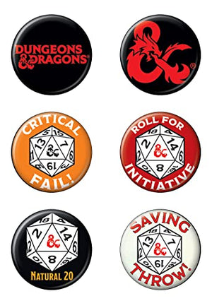 Dungeons and Dragons 6 Button Set - Sweets and Geeks
