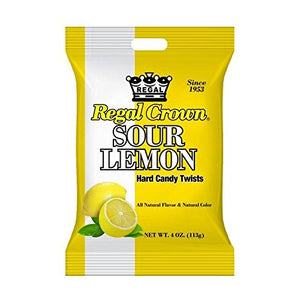 Regal Crown Peg Bags- Sour Lemon Twists 4oz - Sweets and Geeks