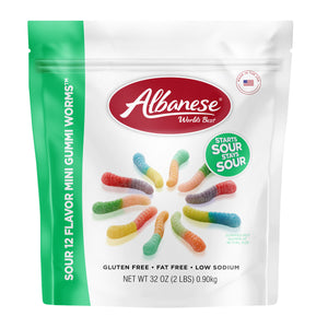 Albanese Sour 12 Flavor Mini Gummy Worms 32oz Bag - Sweets and Geeks