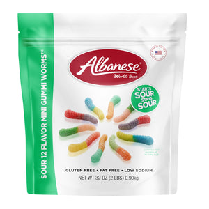 Albanese Sour 12 Flavor Mini Gummy Worms 32oz Bag - Sweets and Geeks
